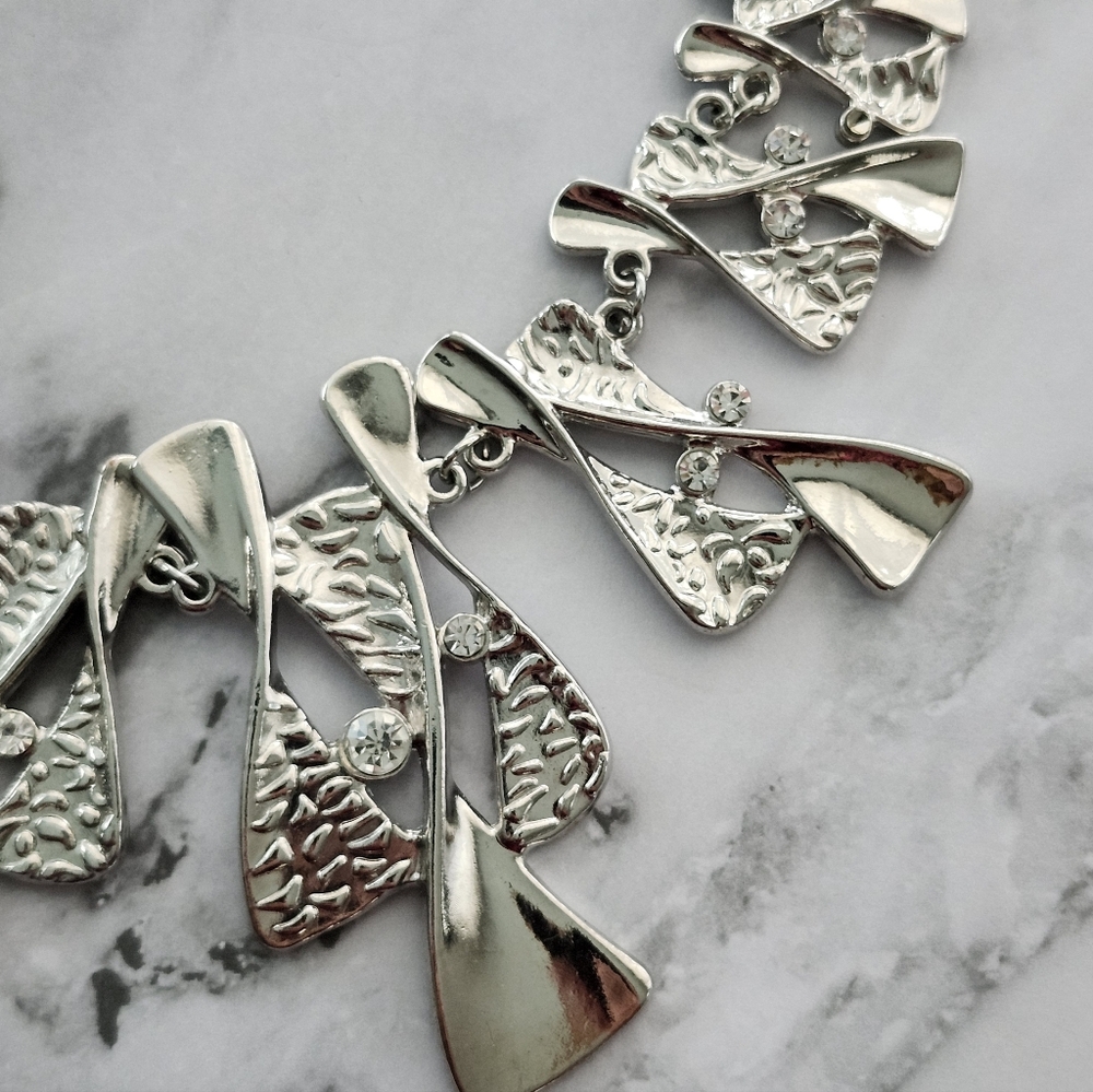 Unique Contemporary Statement Necklace Rhinestones - image 3